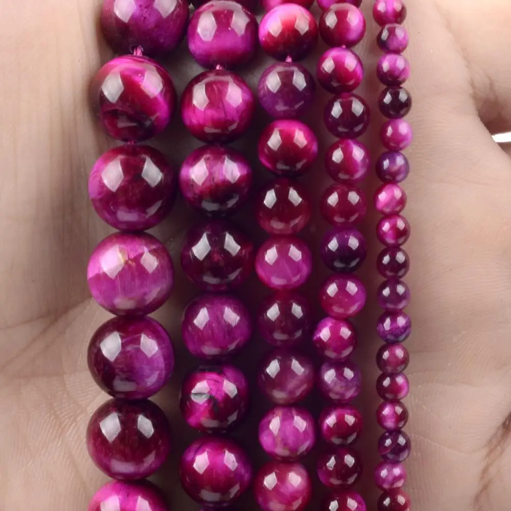 Natural Rose Red Tiger Eye Stone Beads Round Loose Spacer Beads For Jewelry Making 4/6/8/10/12mm DIY Bracelet Handmade