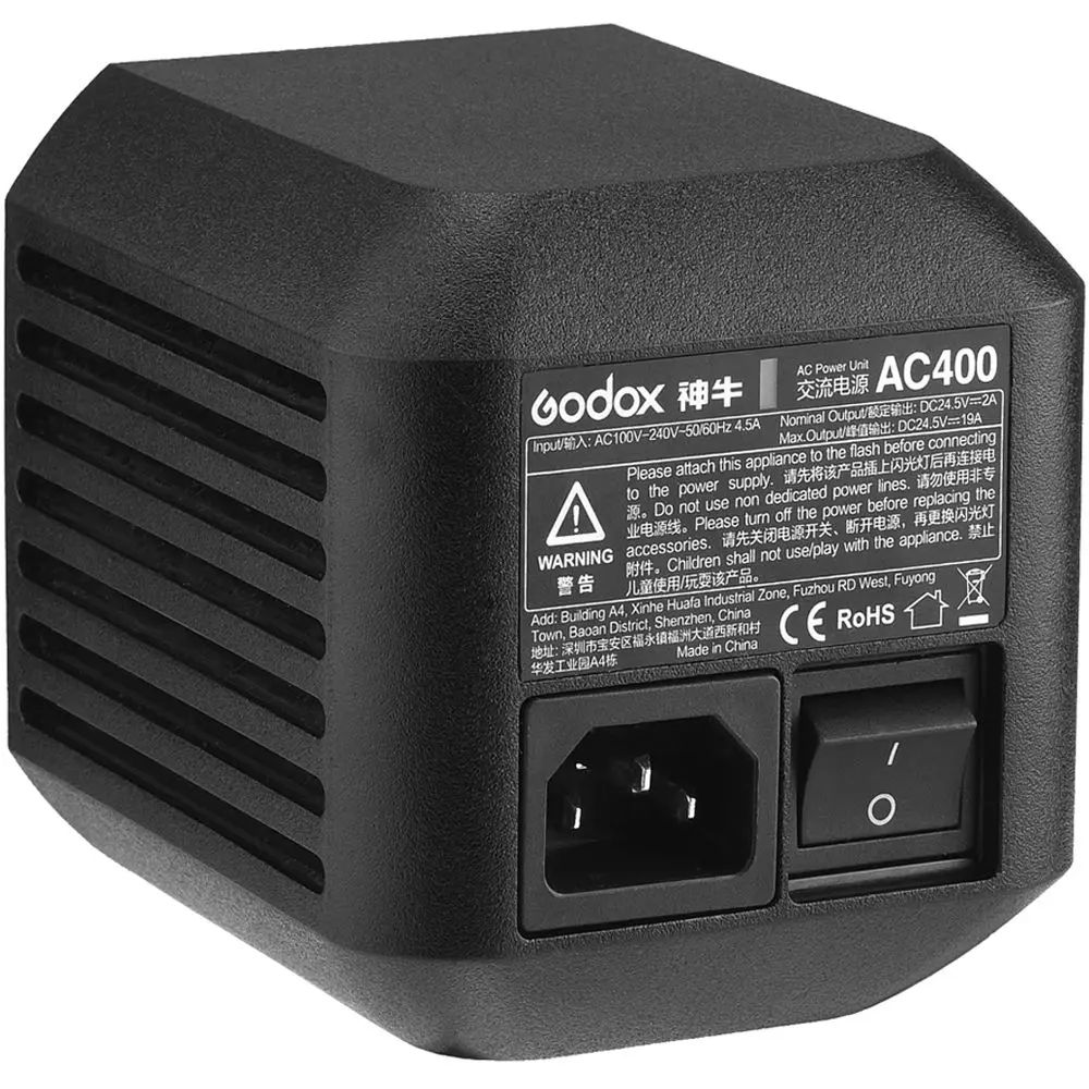 Godox AC400 100 to 240V AC Power Unit Source Adapter With Cable Adapter for Witstro AD400Pro Monolight