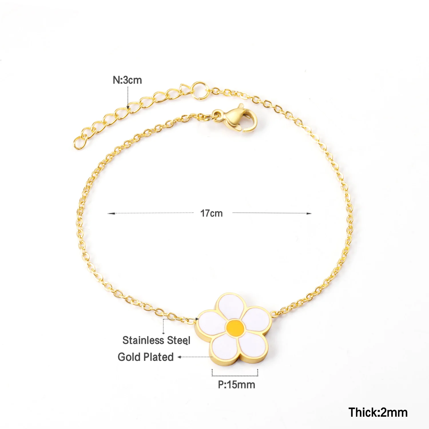 LUXUSTEEL Friendship Bracelet Collier Female New Fashion Flower Bracelets Bangles Golden Silver Color Link Chain Accessories