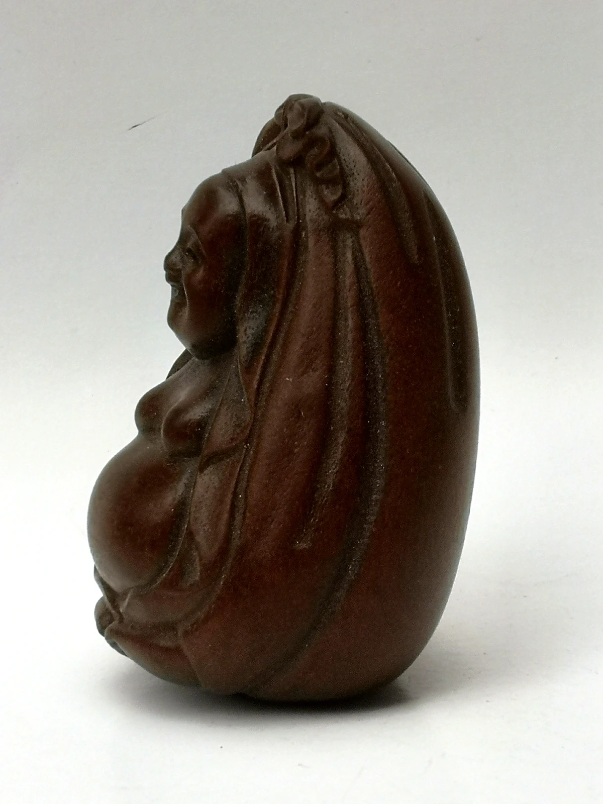 YIZHU CULTUER ART Collection China Old Boxwood Hand Carved Money Bag Maitreya Buddha Decoration