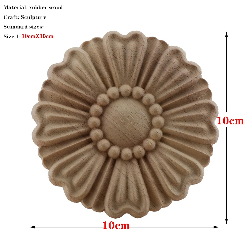 RUNBAZEF Europese Gesneden Ongeverfd Retro Lijstwerk Hout Applique Houten Sticker Lange Ovale Rubber Meubelen Muren Hot Koop NIEUW