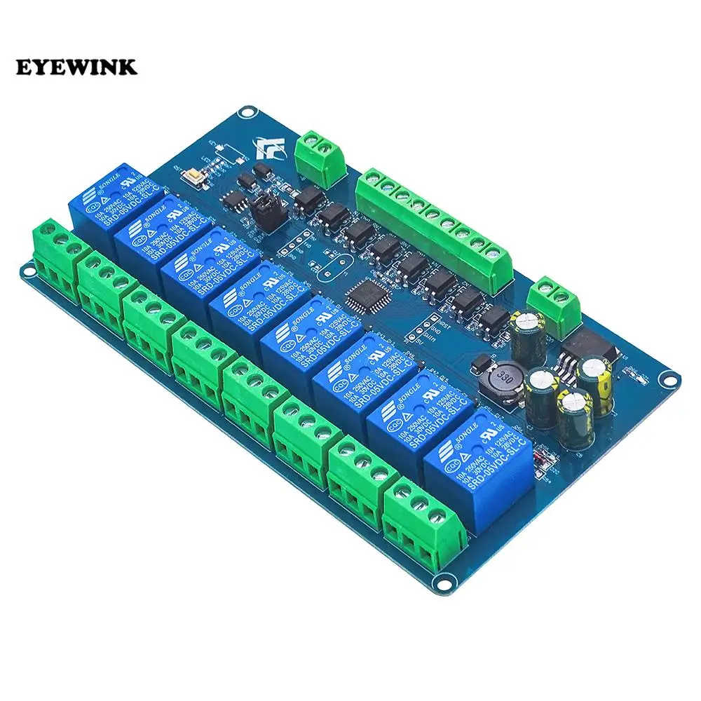 DC 7 -30V 8 Channel Modbus RTU Relay Module RS485 TTL UART Communicate Board 8 Way Output Input for Arduino Power Control