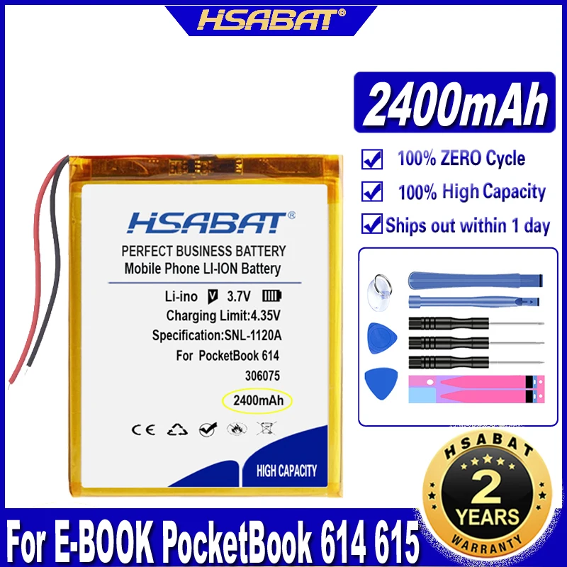 Аккумулятор HSABAT Top 2400 мАч для электронной книги PocketBook 614 615 616 624 626 Digma E628 R657 R659