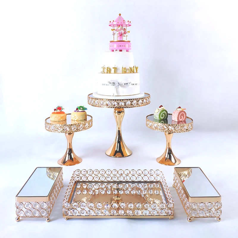 gold 3-8pcs electroplate Wedding cake stand set Cupcake Display Stand Dessert   Birthday Party Dessert Cupcake Plate Rack