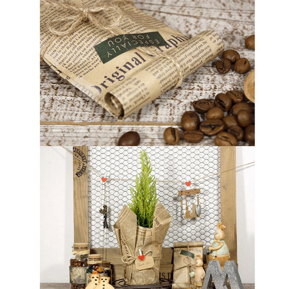 Wrapping Paper Vintage Newspaper Gift Wrap Artware Packing Package Paper Christmas Kraft Paper Book Color Accessories 52x75cm