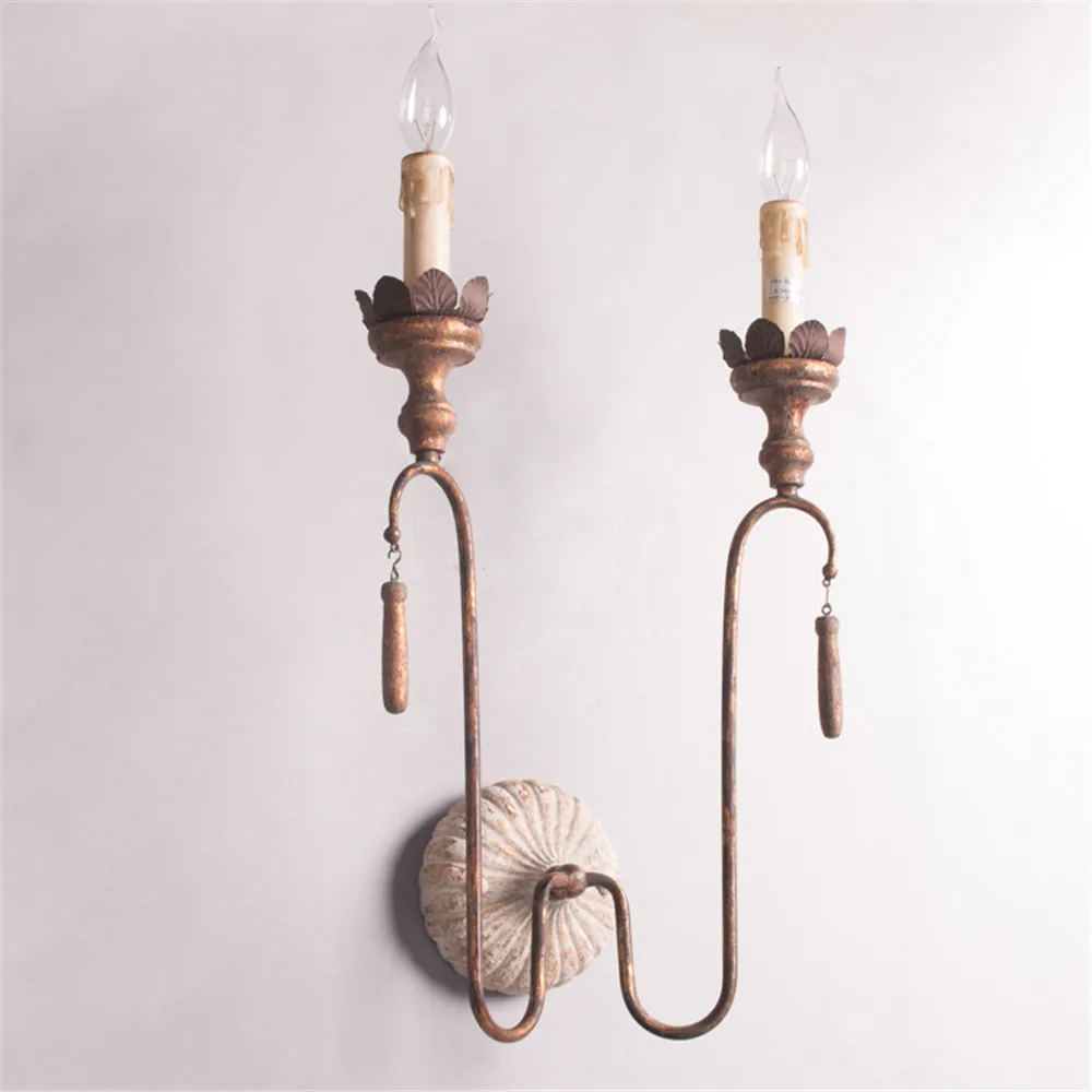 

2-3 Heads Candle Wall Lamps Wood Retro art Wall Sconces dining room living room bedroom aisle corridor Decorative Lamps