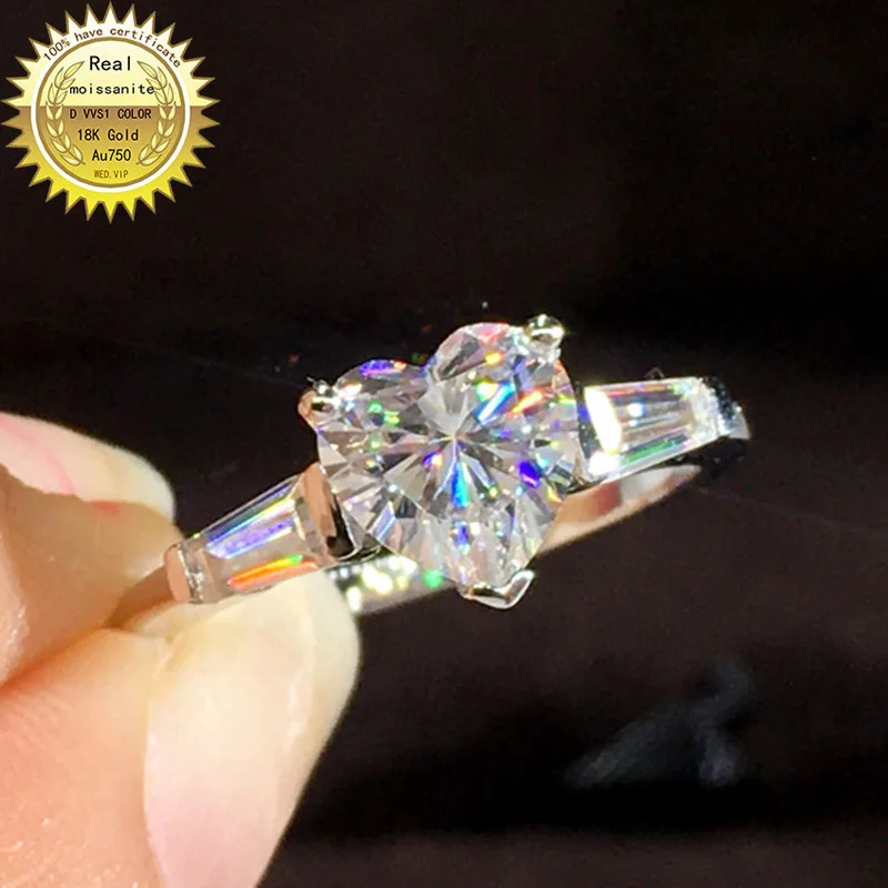 

Твердое 18K золото 1ct Moissanite АЛМАЗНОЕ КОЛЬЦО D Цвет VVS с национальным сертификатом 048