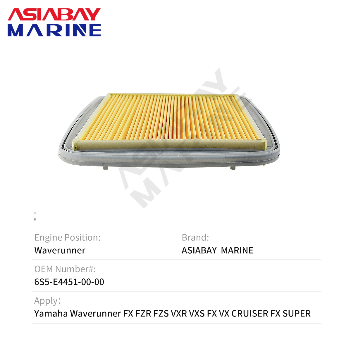 Air Filter Element For Yamaha Waverunner GP 1800 1.8T FX FZR FZS VXR VXS VX FX CRUISER FX SUPER 6S5-E4451-00-00