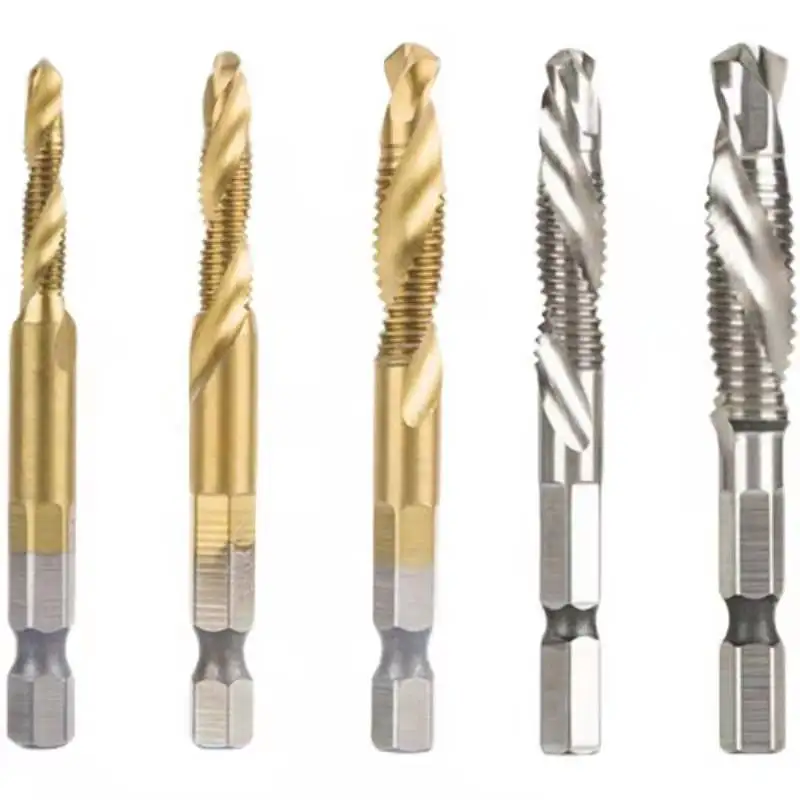 

6pcs/set metric thread tap drill bits set m3 m4 m5 m6 m8 m10 hex shank hss 6542 screw tap drill bits set for metal wood