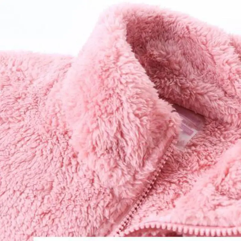 Coral Fleece Polar Fleece Double-sided Fleece Soft Warmth Thickening Outdoor Jacket Stand Collar Solid Color Ladies Zipper Coat