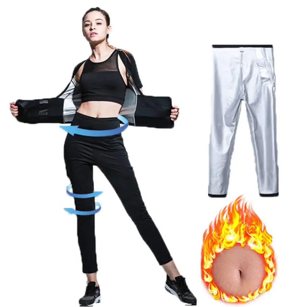 

Women Sauna Suit Hot Sweat Neoprene Shapewear Tummy Control Corset Top + Pant Body Shaper for Weight Loss Gym Workout