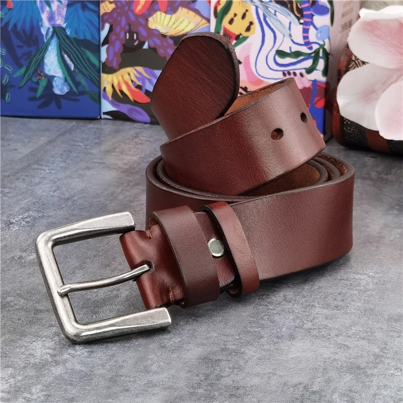 43MM Super Wide Metal Belt Buckle Men Belt Genuine Leather Vintage Jeans Waist Men\'s Belt Ceinture  Leather Belt For Man MBT0019