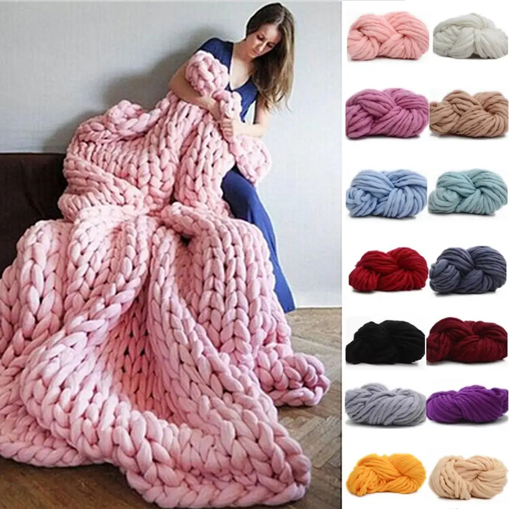 250g Fashion Super Bulky for Hand Knitting Crochet Soft Big Cotton DIY Hand Knitting Blanket Hats Warm Giant Thick Yarn