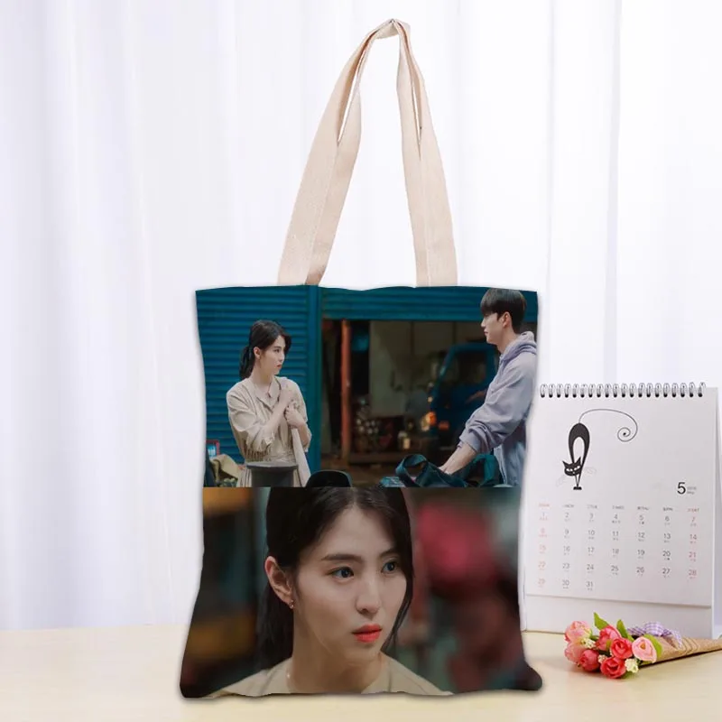 KPOP Nevertheless Song Kang Tote Bag Cotton Cloth Shoulder Shopper Bags for Women Eco Foldable Reusable Shopping Bags 0719