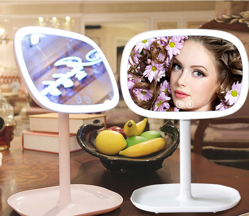 LED Makeup Vanity Mirror, 2in1 Cosmetic Mirror with Desk Lamp, Detached 10X Mirror, USB or Battery, Touch Switch,Portable Travel