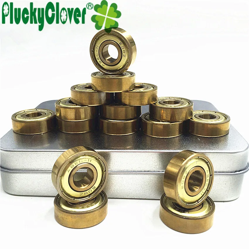 16pc 608zz Golden Roller Skates Bearing Fast Speed One Row Inline Speed Skate Scooter  Dual-side Dustproof Skateboard608 Bearing