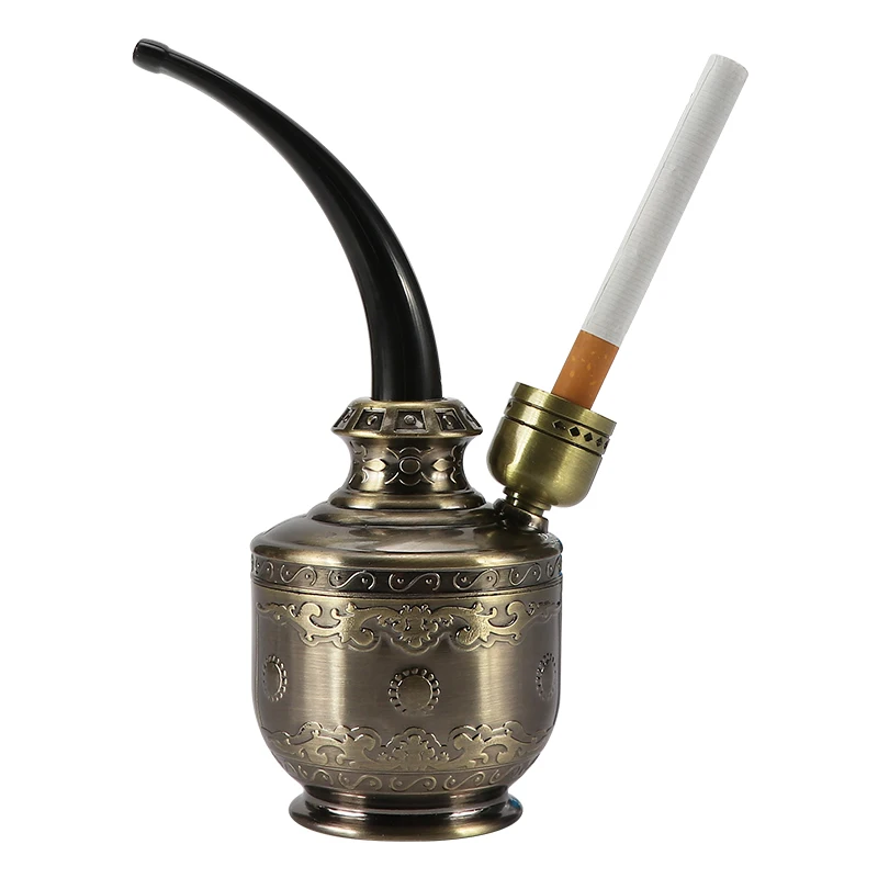 1PC Antiqued Bronze Water Smoking Pipe Shisha Hookah Cigarette Holder Bottle Pipe Filter Smoking Accessories