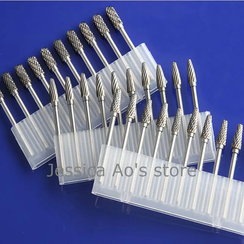 10 pz 3x5mm File rotante di alta qualità durevole lucidatura acciaio al tungsteno testa di macinazione Dremel frese frese fresa lavorazione del legno