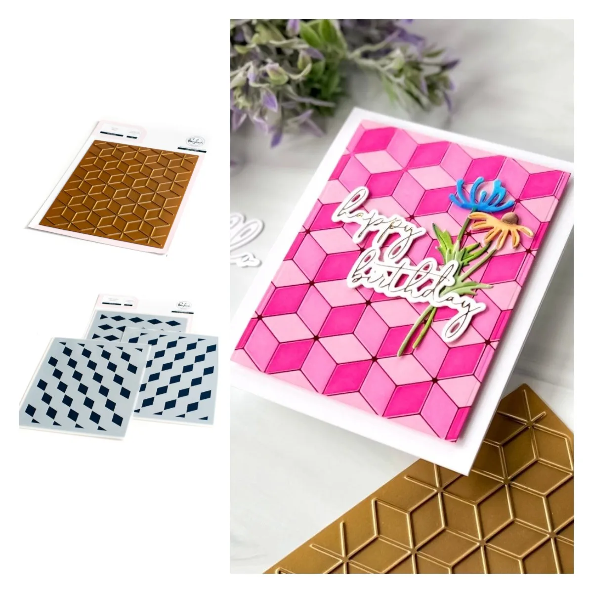 2022 New Spring Geo Blocks Solid Hot Foil Plate Layering Stencils Diy Paper Card Envelope Scrapbooking Coloring Embossed Molds