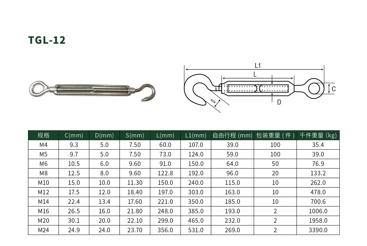 Imagem -05 - Gancho e Olho Aberto Turnbuckle 304 de Aço Inoxidável com Ímã de Trabalho 10 Peças m5