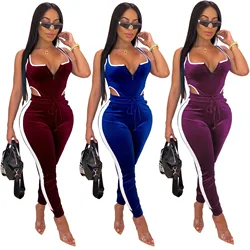 Sexy Two Piece Set Tracksuit Women Velvet Bodysuit Top and Pant Fall Winter Outfits Clothing 2 Piece Club Outfits Matching Sets