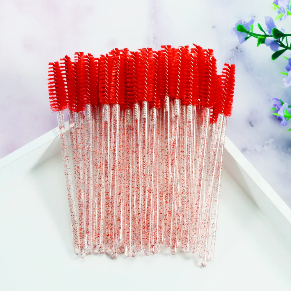 QSTY 50Pcs Crystal StickEyelash Brushes Eyelashes ExtensionsSupplies Makeup Brush Disposable Mascara Wands Applicator Lash Scrub