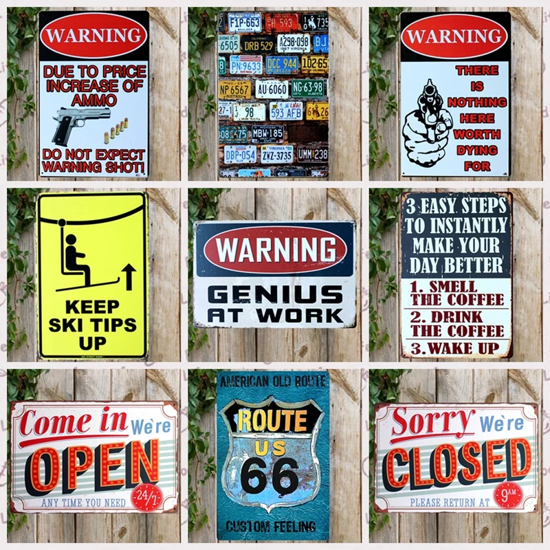 [ Kelly66 ] Family Rules Free WIFI Warning Genius At Work 66 Tin Metal Sign Home Decor Bar Wall Art Painting 20*30 CM Size JT-6