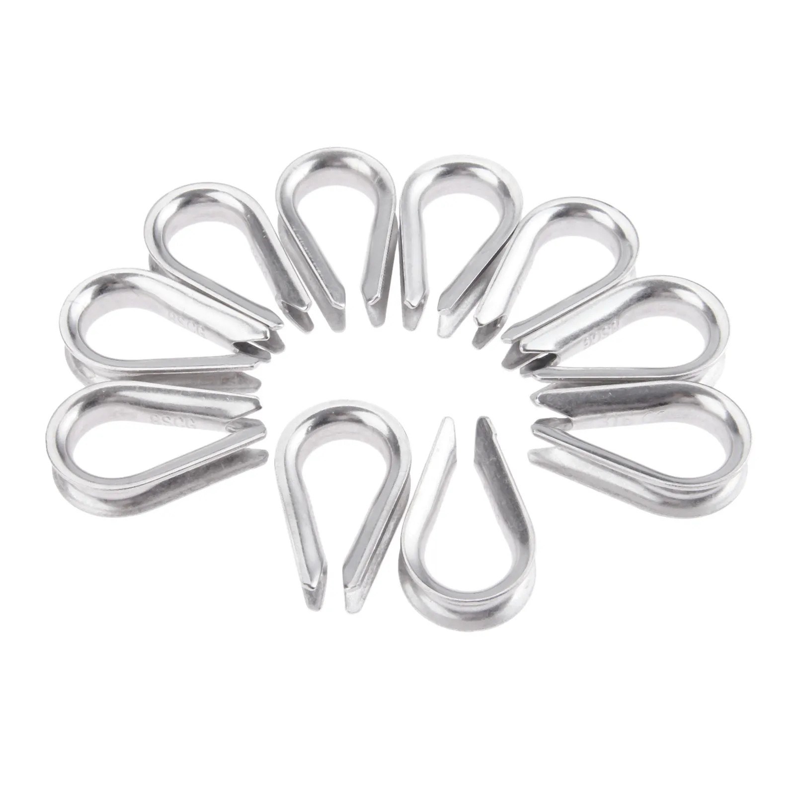 10pcs 8mm M8 Boat Wire Rope Cable Thimbles Clamps 316 Stainless Steel Boat Sleeve Clip Fittings Cable Crimps Marine Hardware