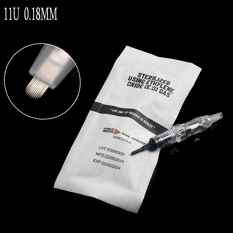 10pcs/box 11U 0.18MM Screw Needle Cartridge Permanent Makeup Tattoo Needle Cartridge 1R 3R 5R For Black Pearl PMU Machine