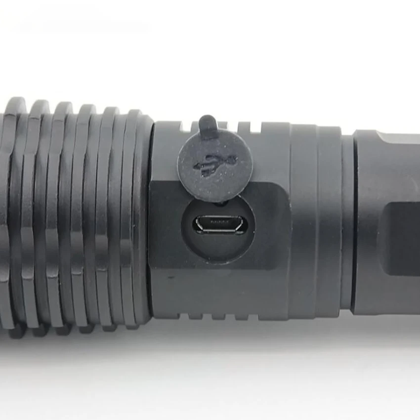 USB充電式P50LEDポケット懐中電灯,超高輝度屋外トーチ,充電インジケーター,ズーム可能,5つの照明モード
