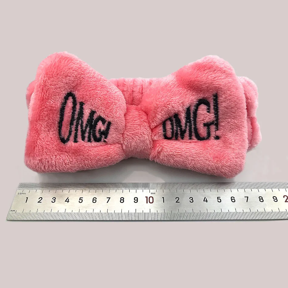 2020 Women New Letter Omg Coral Fleece Soft Bow Top Knot Headband Makeup Hairbands Hair Band Girl Bandana Fashion Accessories