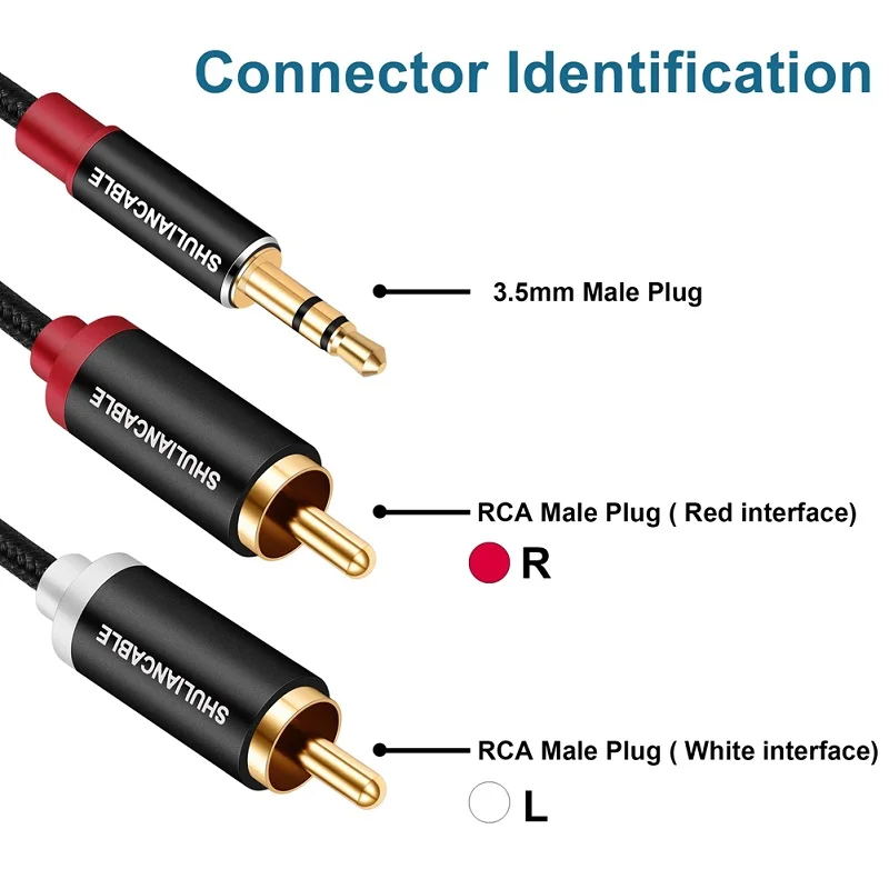 Lungfish 3.5mm to 2RCA Male Cable Audio Adapter RCA Auxiliary Hi-Fi Sound Shielded Stereo Flexible RCA Y Splitter Cable