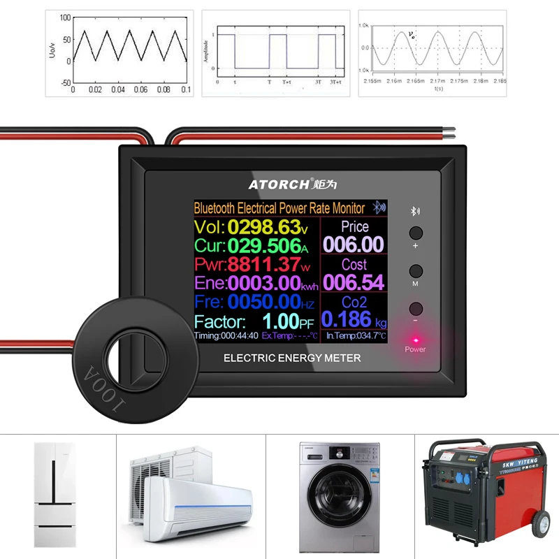 Voltmètre numérique AT24CB ac300 v 100a, ampèremètre, détecteur d'énergie, transformateur CT