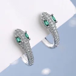 2023 New Women's Fashion Snake Inlay Rhinestone Hoop Earrings Shiny Crystal Zircon Stone Huggies Charming Ear Piercing Jewelry