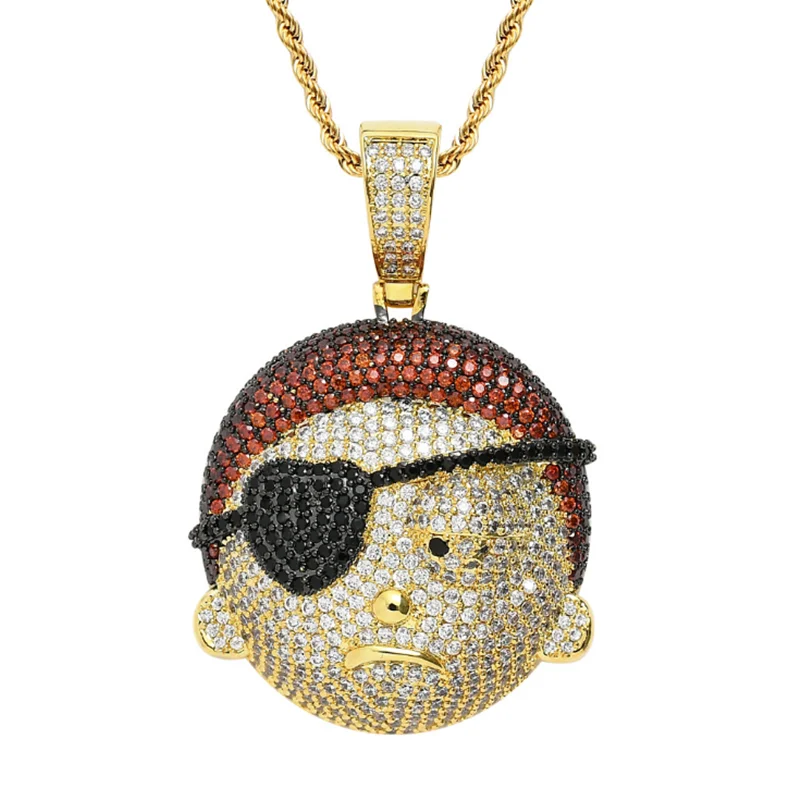 

Men's Jewelry Rhinestone Necklace Micro Zircon Cute Pendant Link Hip Hop Chain for Male