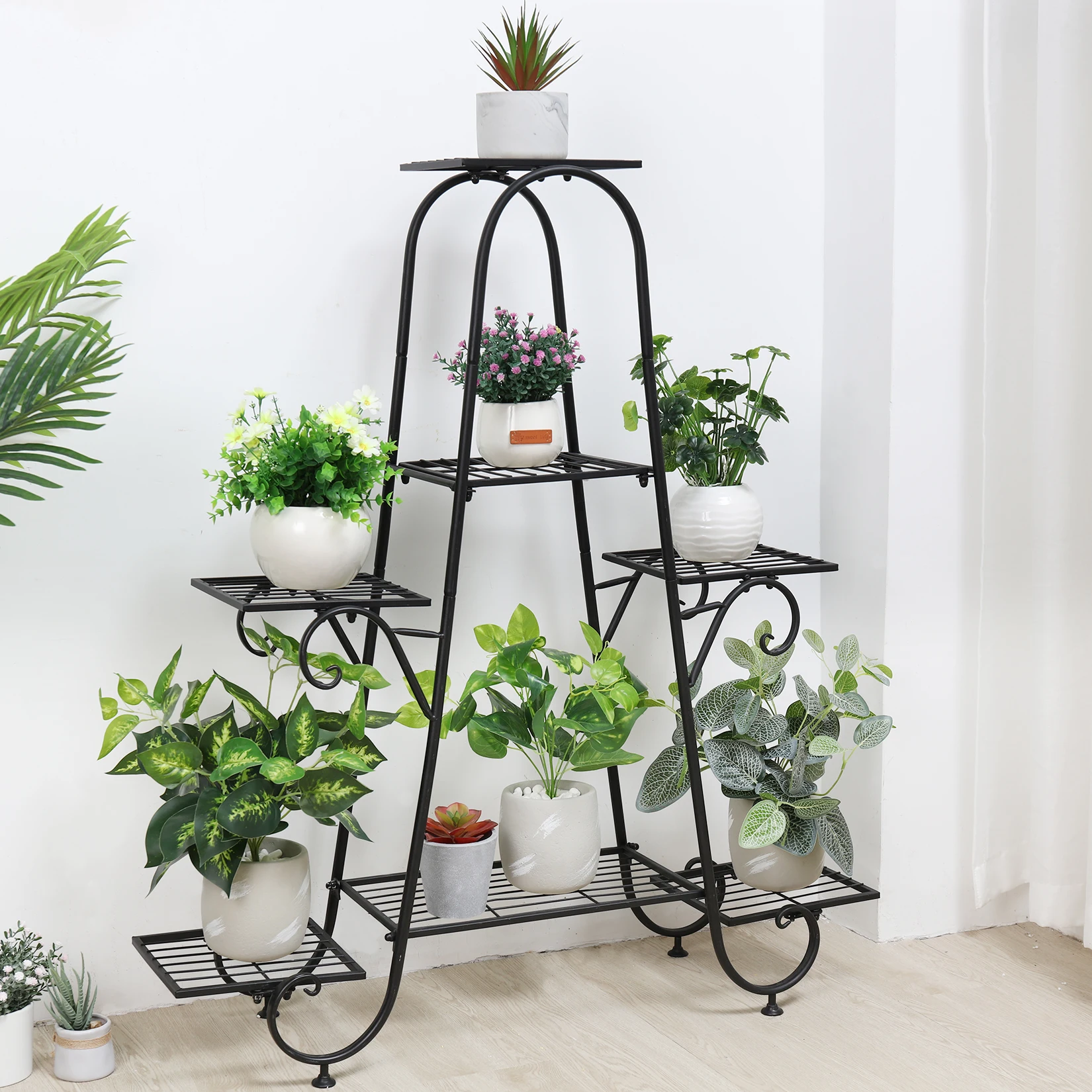 7 Tier Metal Plant Holder Stand Patio Corner Plant Shelf Decorative Flower Stand