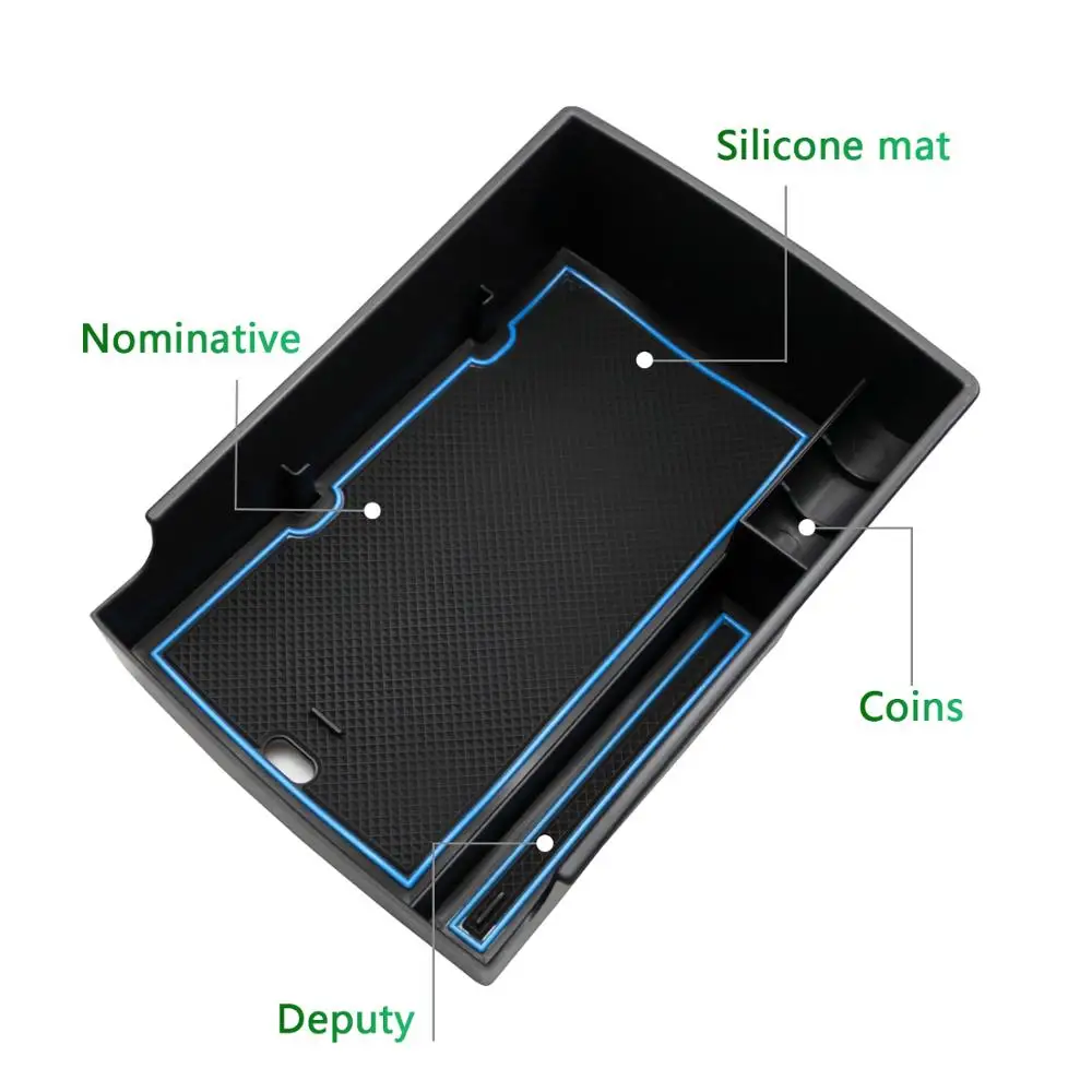 RUIYA-Caja de almacenamiento para apoyabrazos de coche para Kona Elektro/Kona EV 2020, recipiente de Control Central para coche, accesorios de almacenamiento Interior