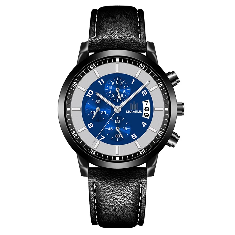 Reloj de cuarzo deportivo militar luminoso para hombre, cronógrafo con correa de cuero, calendario de negocios, a la moda, nuevo