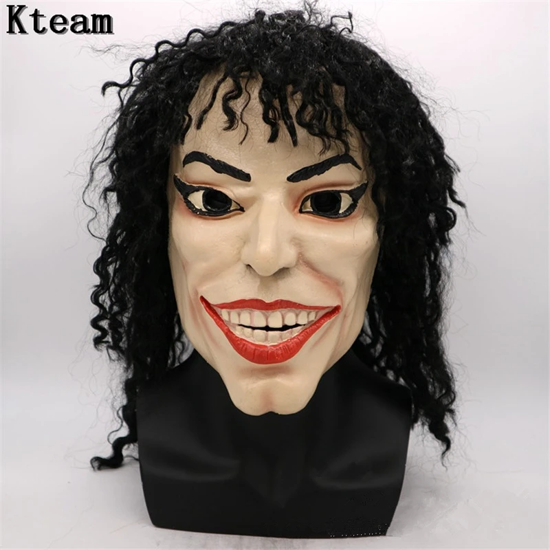 Famous Man Face Mask Celebrity Latex Mask Black Hair Singer Star Realistic Costume Halloween Cosplay Props