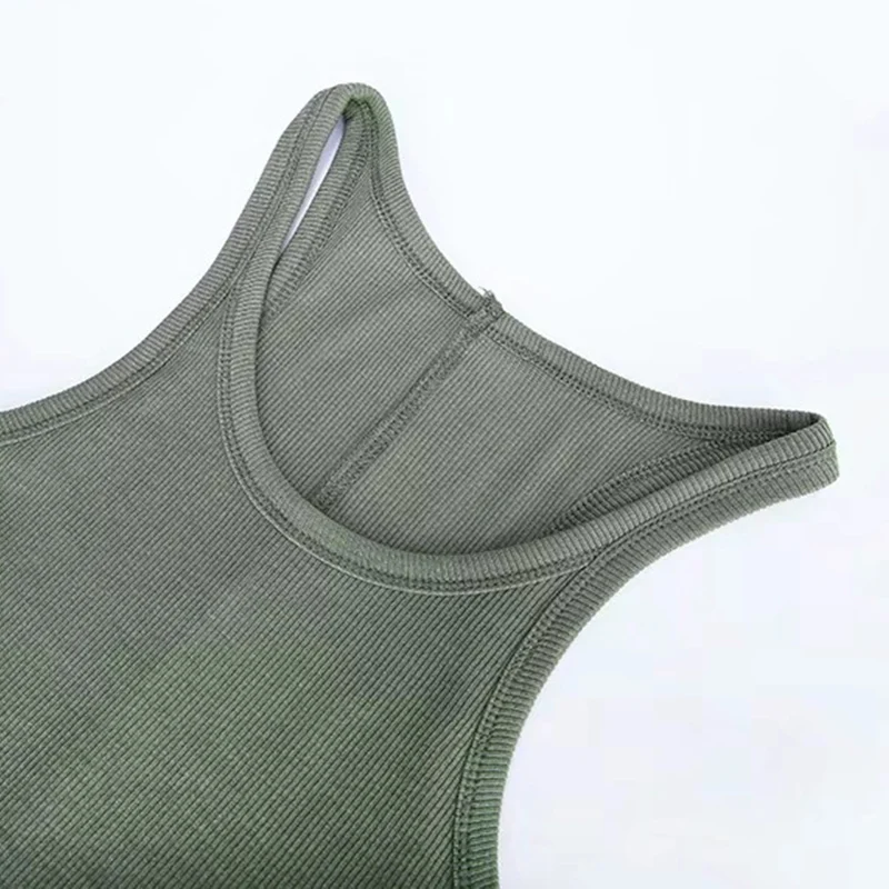 Solid Color Basic Ribbed Knitted Tank Top Women Summer Vintage Sleeveless Camis 90s Cool Girls Streetwear Green Soft Tees image 6