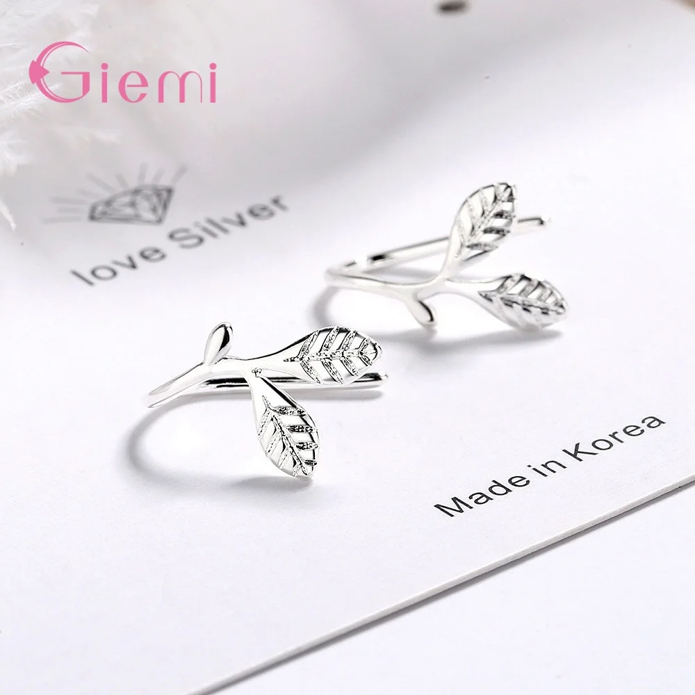 Simple Style 925 Sterling Silver Cuff Earrings for Women Female Cute No Pierced Leaves Ear Clip on Earrings Jewelry Brincos