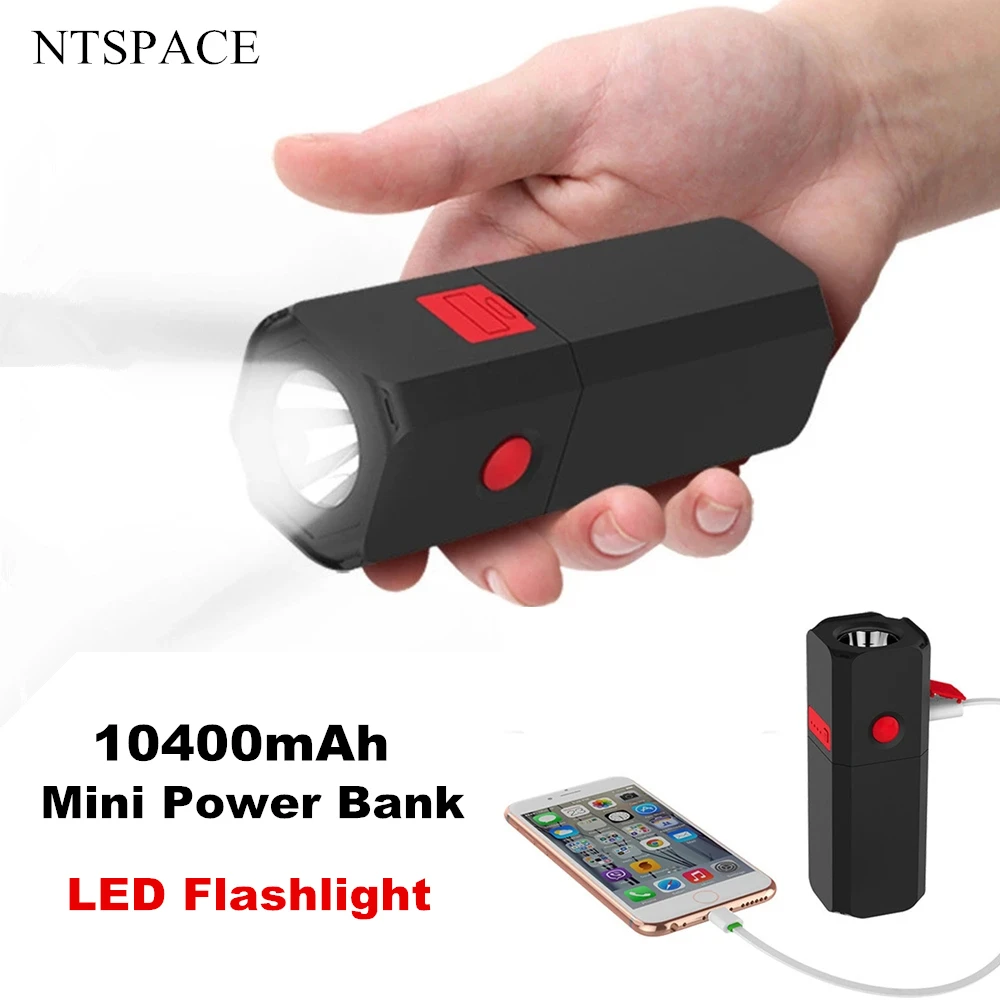 

Powerful USB Rechargeable LED Flashlight 10400mAh Mini Power Bank Portable Zoom Torch Flashlight Waterproof Torch Hiking Camping