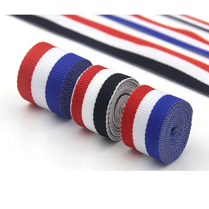 10 yards/lot Striped Webbing Grosgrain Ribbon For Garment Bags Gift Wrap Home Decoration Bow Flag Ribbon DIY Handmade Materials