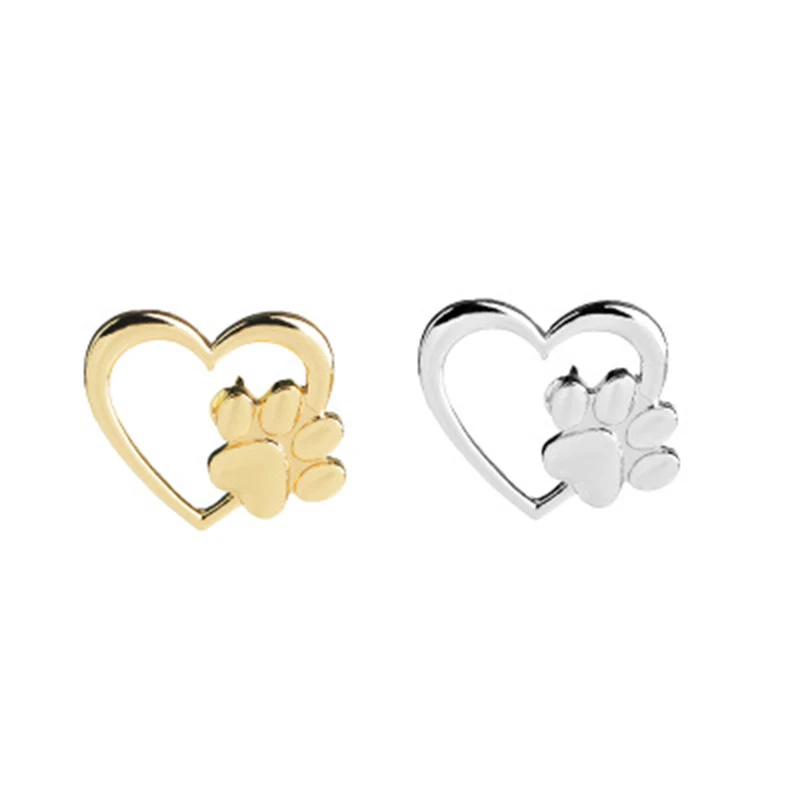 Cute Jewelry Dog Footprint Heart Brooches Pin Cutout Lapel Pins Badge Button For Women