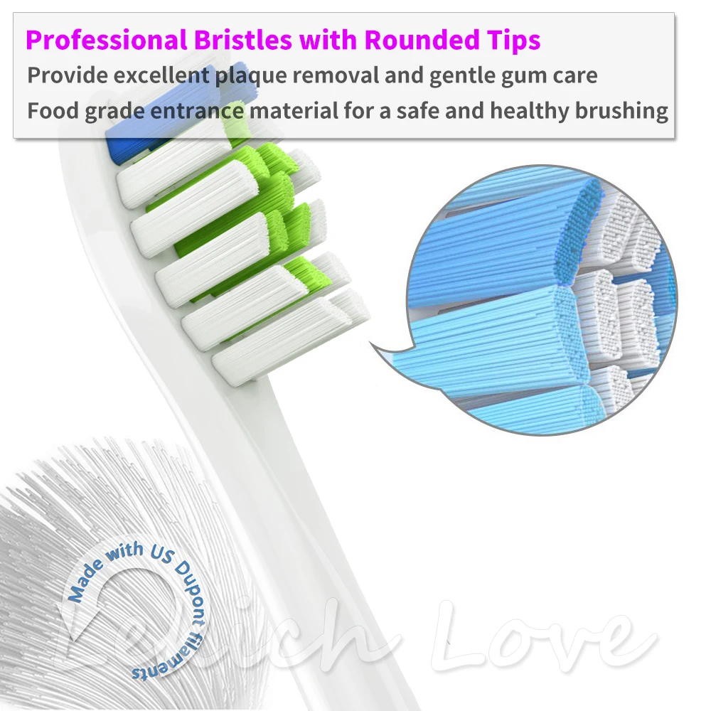 4 Pcs Toothbrush Heads with Protective Covers for Philips Sonicare Brush Heads Fit for 2 Series 3 Series Gum Health DiamondClean