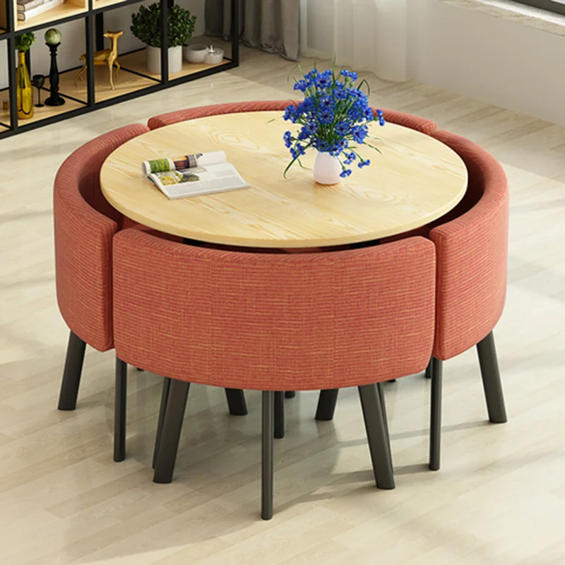 Dining Table Set 4 Chairs Office Reception Seat Suits Negotiation Table Casual Visitor Round Table Visitor Office Desk Chair Set
