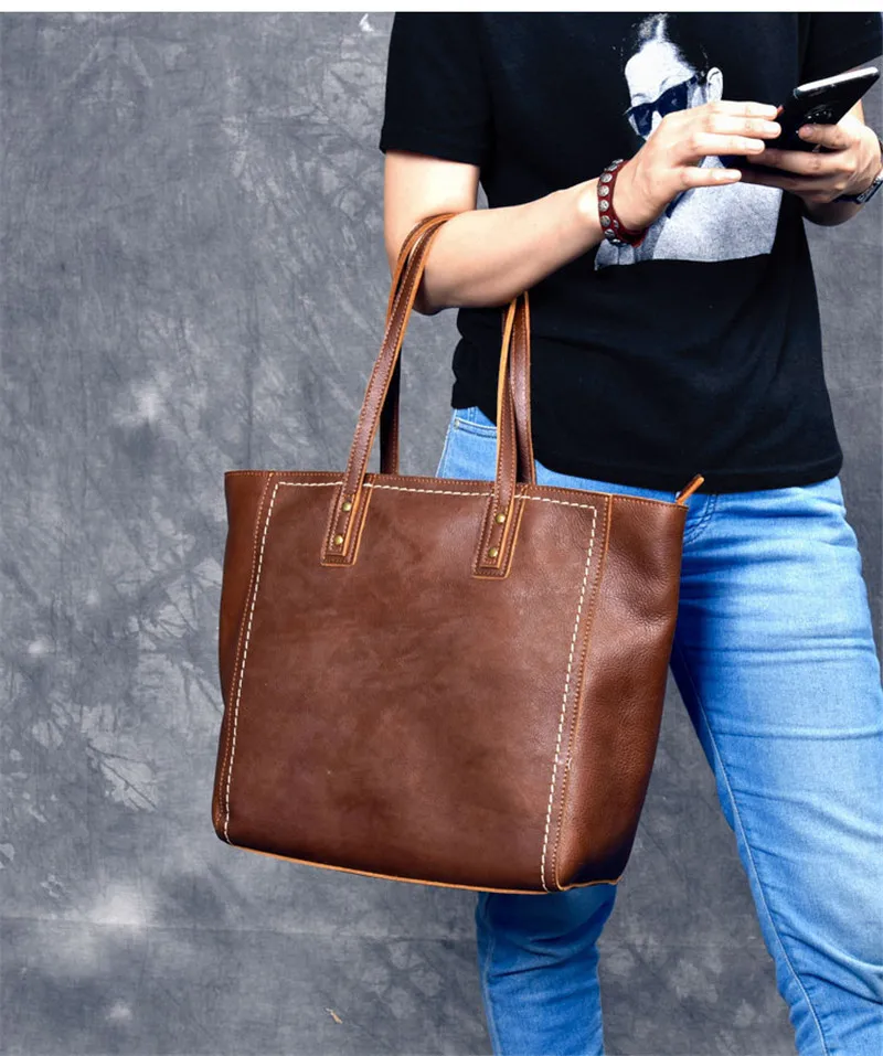 PNDME fashion vintage high quality genuine leather men\'s tote bag cowhide large capacity handbag luxury big laptop shoulder bag