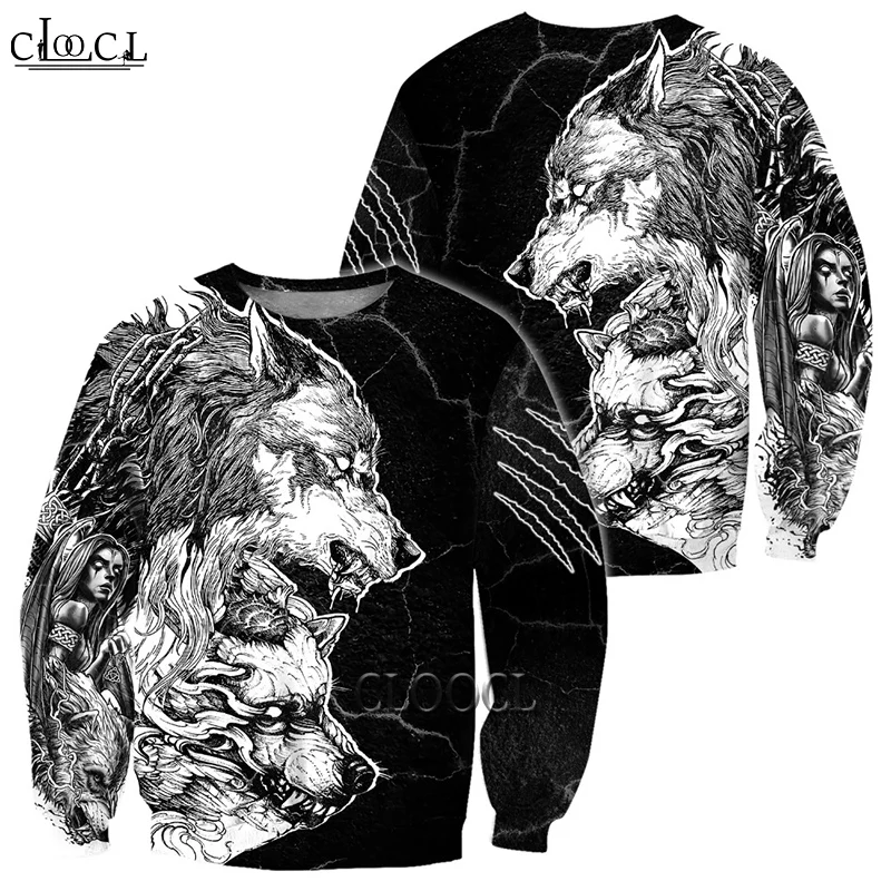 

HX Fashion Hoodies Tattoo Wolf Black 3D Printed Mens Women Hooded Sweatshirt Unisex Zipper Pullover Casual Jacket Tops