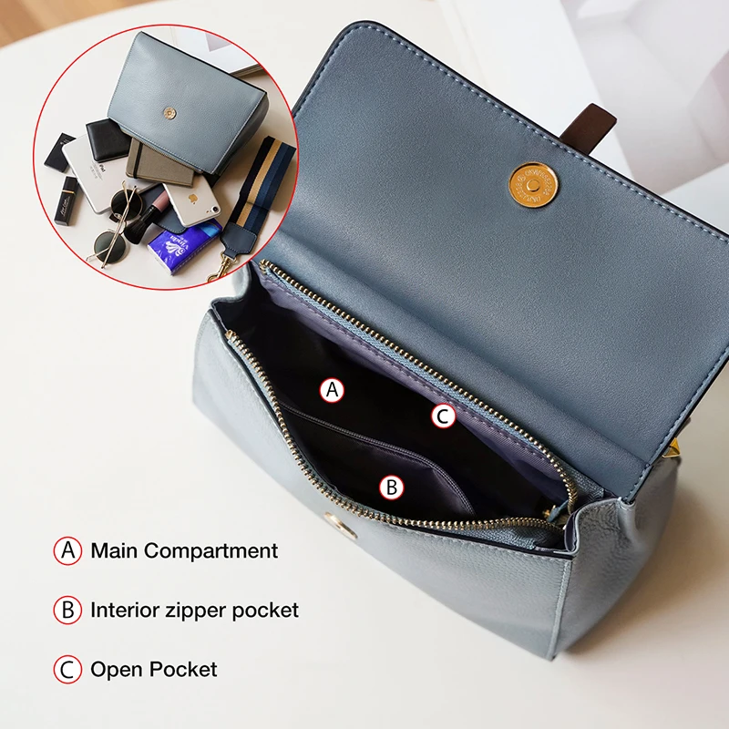 Split Leather Crossbody Shoulder Bag Office Handbag Women\'s Tote Middle Commuter Stylish Lady Messenger Bags Birthday Gift