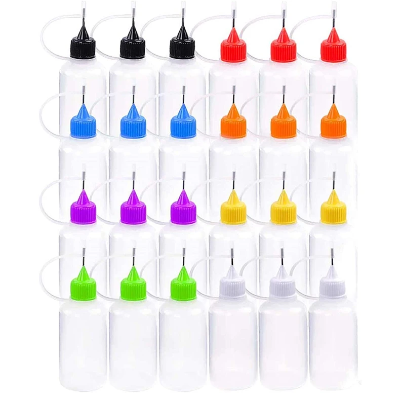 

100pcs 30ml LDPE Empty Plastic Refillable Bottle With Precision Tip Applicator Vials For DIY Quilling Craft, Acrylic Painting